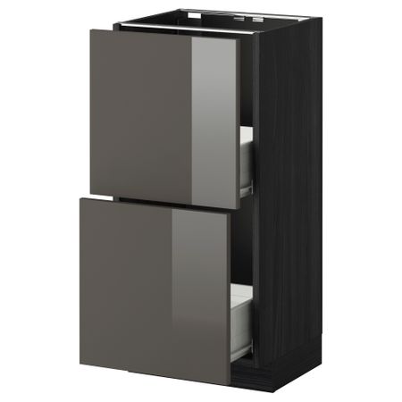 Напольный шкаф с 2 ящиками МЕТОД / ФОРВАРА, черный, Рингульт серый