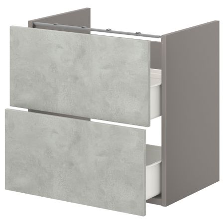 Напольный шкаф для раковины,2 ящика, 60x42x60 см, серый, под бетон IKEA BEGIVENHET БЕГИВЕНХЕТ 693.210.65