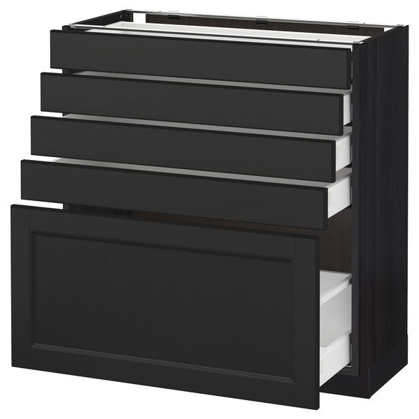 Напольный шкаф с 5 ящиками МЕТОД / МАКСИМЕРА, черный, Лаксарби черно-коричневый - схема-чертеж с размерами