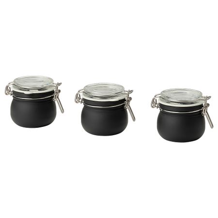 Банка с крышкой, прозрачное стекло, черный, 13 сл IKEA KORKEN КОРКЕН 505.798.90