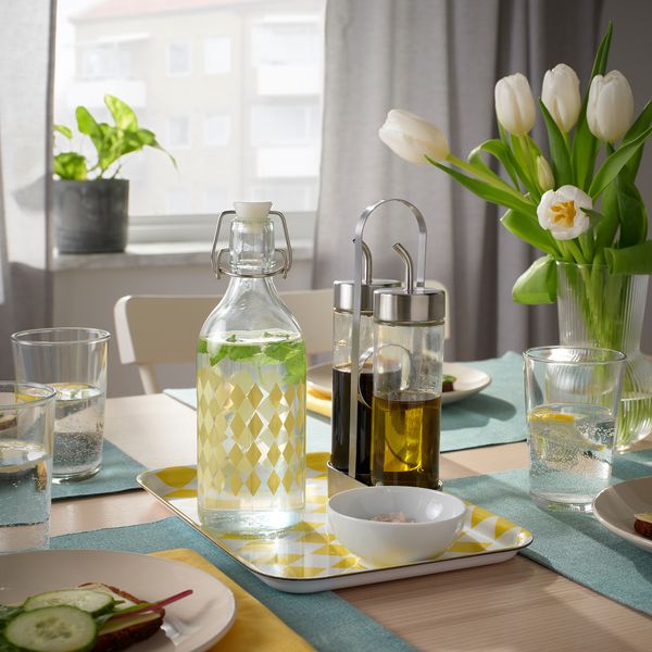 Бутылка с пробкой, 0.5 л, прозрачное стекло, с рисунком светло-желтый IKEA KORKEN КОРКЕН 005.429.98 - фото 6