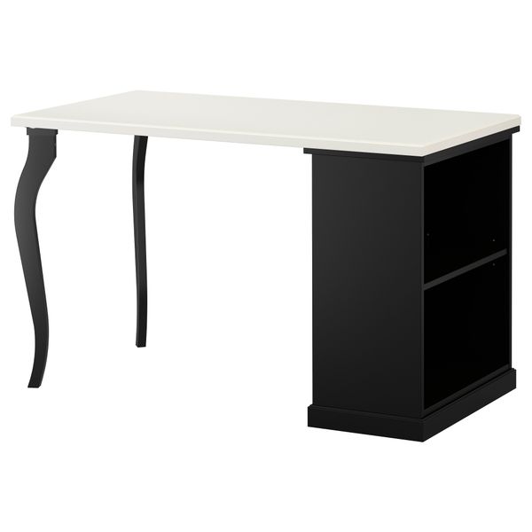 Стол и модуль для хранения КЛИМПЕН / ЛАЛЛЕ, белый, черный (120x60 см) - фото 1