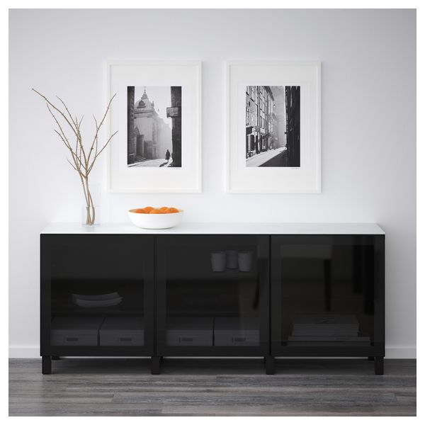 Комбинация для хранения с дверцами БЕСТО, Глассвик черный/дымчатое стекло (180x42x74 см) - фото 2