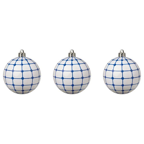 Украшение, шар, белый, синий, 8 см IKEA ВИНТЕРФЕСТ 304.374.96 - фото 1