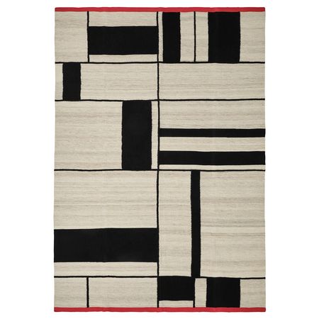 RASTPLATS Ковер, безворсовый - ручная работа бежевый/чёрный 170x240 см