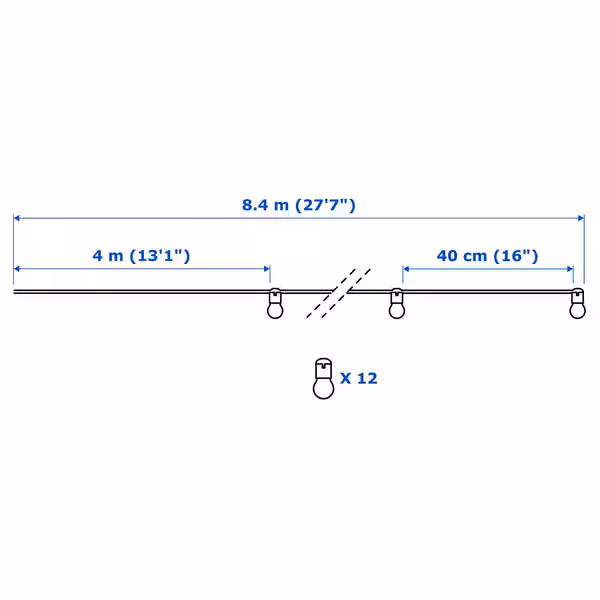 SVARTRÅ Гирлянда, 12 светодиодов - чёрный/для сада - фото 7