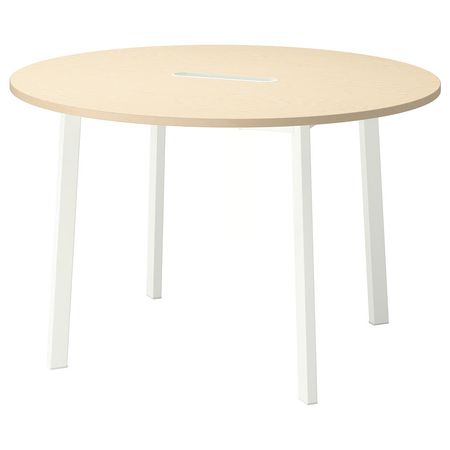 MITTZON Конференц-стол - круглой формы березовый шпон/белый 120x75 см