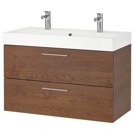 Шкаф для раковины с 2 ящиками, 100x48x68 cm IKEA BRÅVIKEN БРОВИКЕН, GODMORGON ГОДМОРГОН 893.211.25