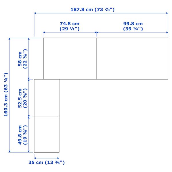 Гардероб угловой, под беленый дуб 160/188x236 см IKEA PAX ПАКС 792.179.97 - схема-чертеж с размерами