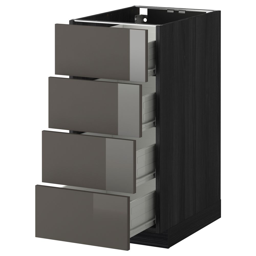 Напольный шкаф 4 фронтальных панели, 4 ящика МЕТОД / ФОРВАРА, черный, Рингульт серый - схема-чертеж с размерами