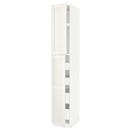 Высокий шкаф/2дверцы/4ящика, белый/Сэведаль белый 40x60x240 см IKEA METOD МЕТОД / MAXIMERA МАКСИМЕРА 094.467.80