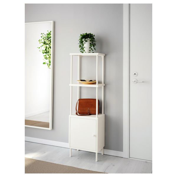 Стеллаж с 1 шкафчиком ДИНАМ, белый (40x27x134 см) - схема-чертеж с размерами