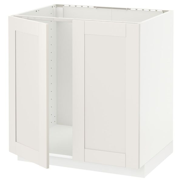 Напольный шкаф для раковины + 2 двери, белый/Сэведаль белый 80x60 см IKEA METOD МЕТОД 592.231.50 - схема-чертеж с размерами