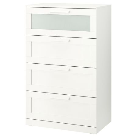 Комод с 4 ящиками, белый, матовое стекло 78x124 см IKEA BRIMNES БРИМНЭС 203.951.33