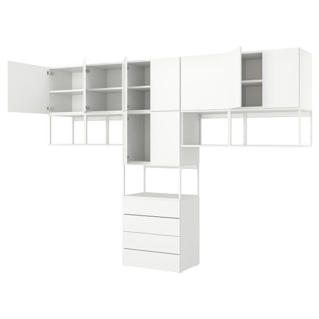Гардероб с 9 дверями/4 ящиками, белый/Фоннес белый 340x42x241 см IKEA OPPHUS ОПХУС 494.370.38