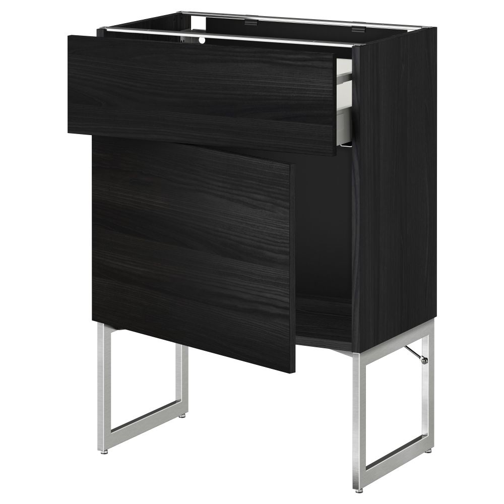 Напольный шкаф с ящиком, дверью МЕТОД / МАКСИМЕРА, черный, Тингсрид черный - схема-чертеж с размерами