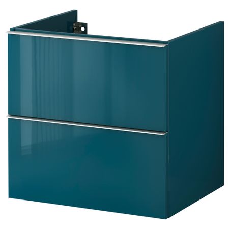 Шкаф для раковины с 2 ящиками ГОДМОРГОН, глянцевый бирюзовый