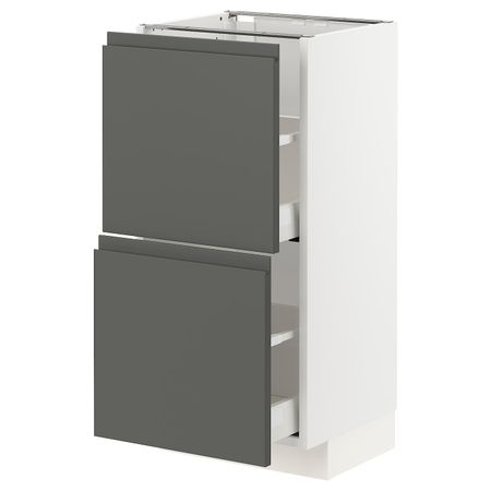 Напольный шкаф с 2 ящиками, белый/Воксторп темно-серый 40x37 см IKEA METOD МЕТОД / MAXIMERA МАКСИМЕРА 993.103.10