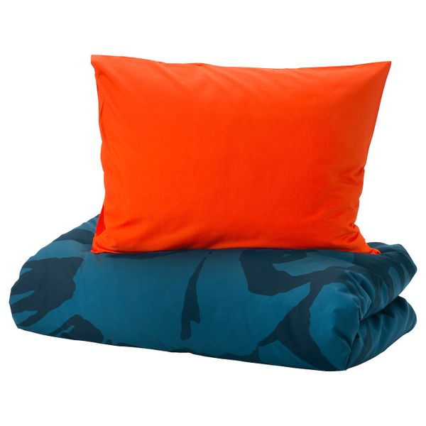 Пододеяльник и 1 наволочка, лев/темно-синий 150x200/50x70 см IKEA URSKOG УРСКОГ 503.938.68 - схема-чертеж с размерами