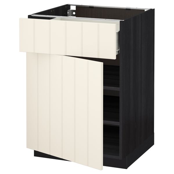 Напольный шкаф с ящиком, дверью МЕТОД / ФОРВАРА, черный, Хитарп белый с оттенком - схема-чертеж с размерами