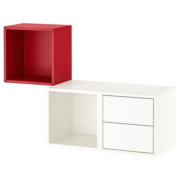 Комбинация для хранения, красный, белый 105x35x70 см IKEA ЭКЕТ 993.363.91 - фото 1