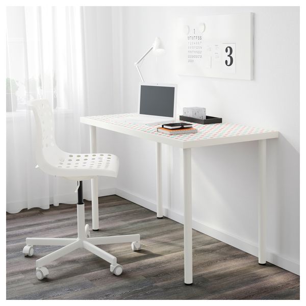 Стол ЛИННМОН / АДИЛЬС, с рисунком, белый (120x60 см) - схема-чертеж с размерами