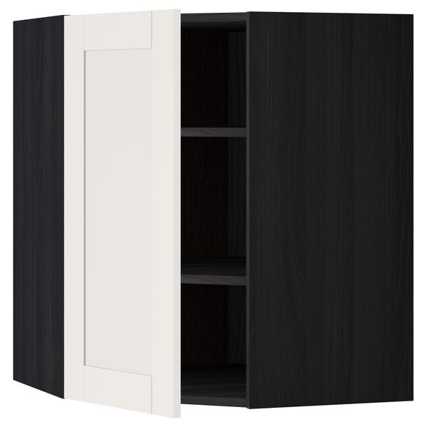Угловой навесной шкаф с полками МЕТОД, черный, Сэведаль белый - схема-чертеж с размерами