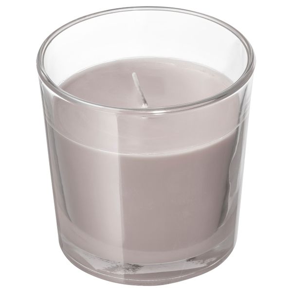 Ароматическая свеча в стакане, Мускатный орех и ваниль, серый, 7.5 см IKEA СИНЛИГ 703.500.71 - схема-чертеж с размерами