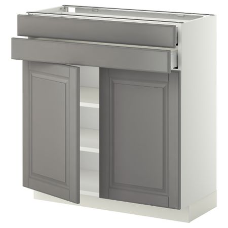 Напольный шкаф, 2 дверцы, 2 ящика МЕТОД / МАКСИМЕРА, белый, Будбин серый