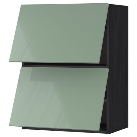 Навесной шкаф, 2 дверцы, горизонтальный МЕТОД, черный, Калларп светло-зеленый