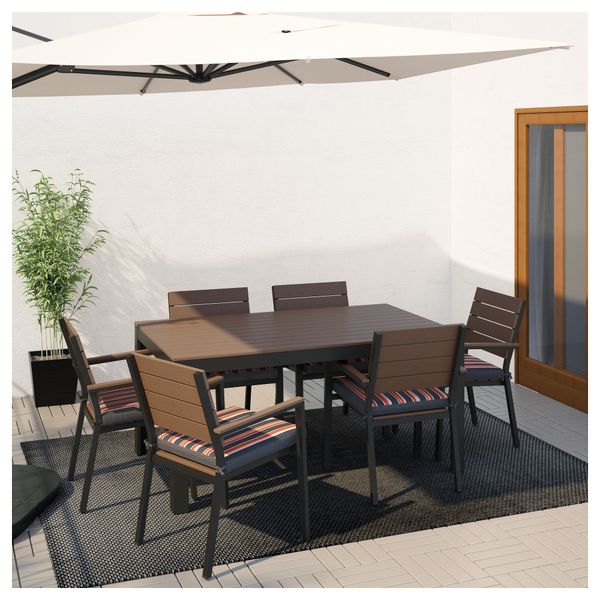 Стол + 6 кресел, для сада ФАЛЬСТЕР, черно-коричневый, Экерон черный - фото 2