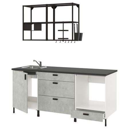 Кухня, 203x63.5x222 см, антрацит/под бетон IKEA ENHET 393.373.17