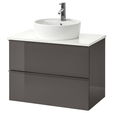 Шкаф под раковину, столешница 45, раковина, 82x49x74 cm IKEA GODMORGON ГОДМОРГОН, TOLKEN ТОЛКЕН 991.878.95