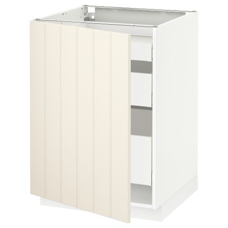 Напольный шкаф с 1 дверцей, 3 ящика МЕТОД / МАКСИМЕРА, белый, Хитарп белый с оттенком