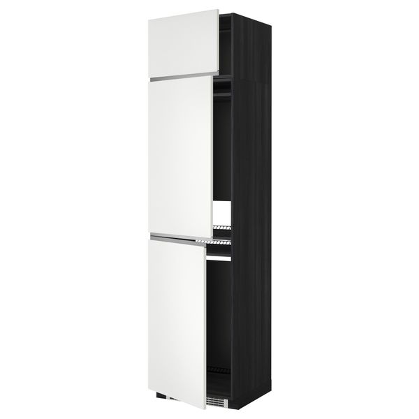 Высокий шкаф для холодильника или морозильника, с 3 дверями МЕТОД, черный, Нодста белый (60x60x240 см) - схема-чертеж с размерами