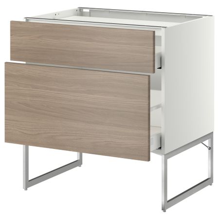 Напольный шкаф, 2 фронтальных панели, 3 ящика МЕТОД / МАКСИМЕРА, белый, Брокхульт светло-серый