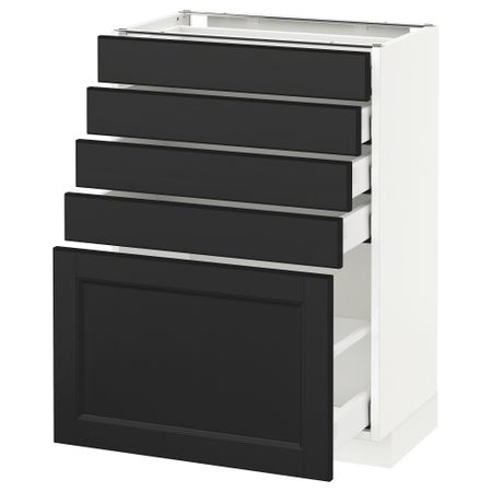 Напольный шкаф с 5 ящиками МЕТОД / МАКСИМЕРА, белый, Лаксарби черно-коричневый