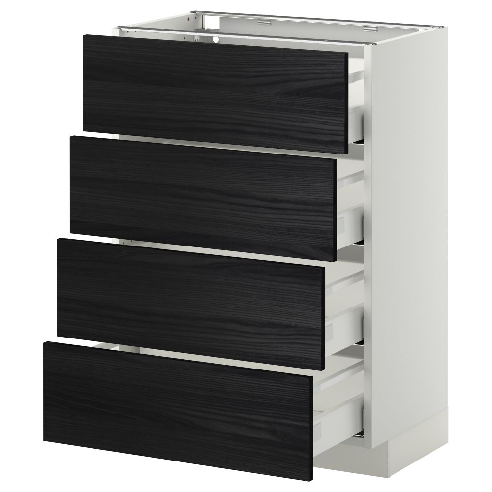 Напольный шкаф 4 фронтальных панели, 4 ящика МЕТОД / МАКСИМЕРА, белый, Тингсрид черный - схема-чертеж с размерами