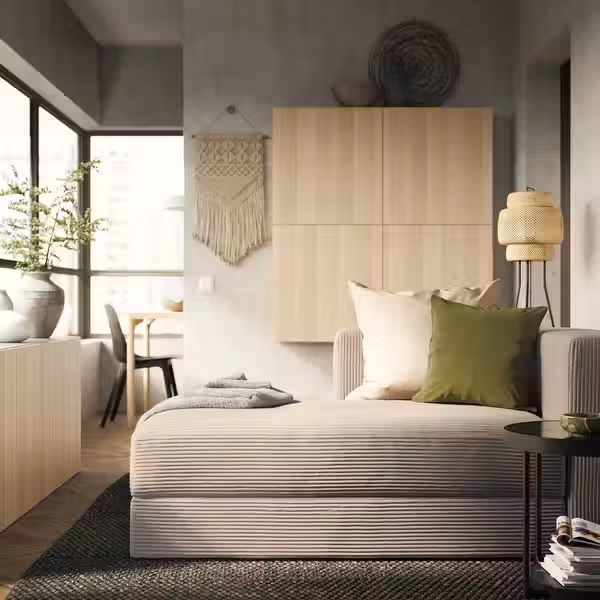 JÄTTEBO Модульная козетка, левая - с подлокотником/самласа серо-бежевый - фото 2