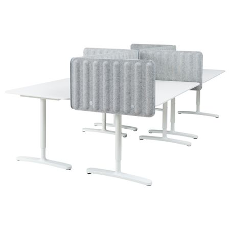 Стол с экраном, 320x160 48 см, белый, серый IKEA BEKANT БЕКАНТ 393.873.88