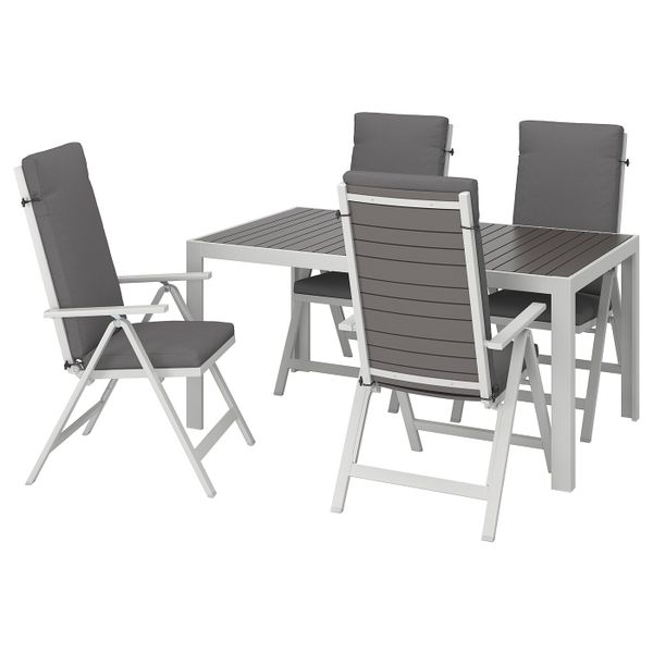 Стол + 4 кресла, для/сада, темно-серый, ФРЁСЁН/ДУВХОЛЬМЕН темно-серый 156x90 см IKEA ШЭЛЛАНД 892.671.28 - фото 1