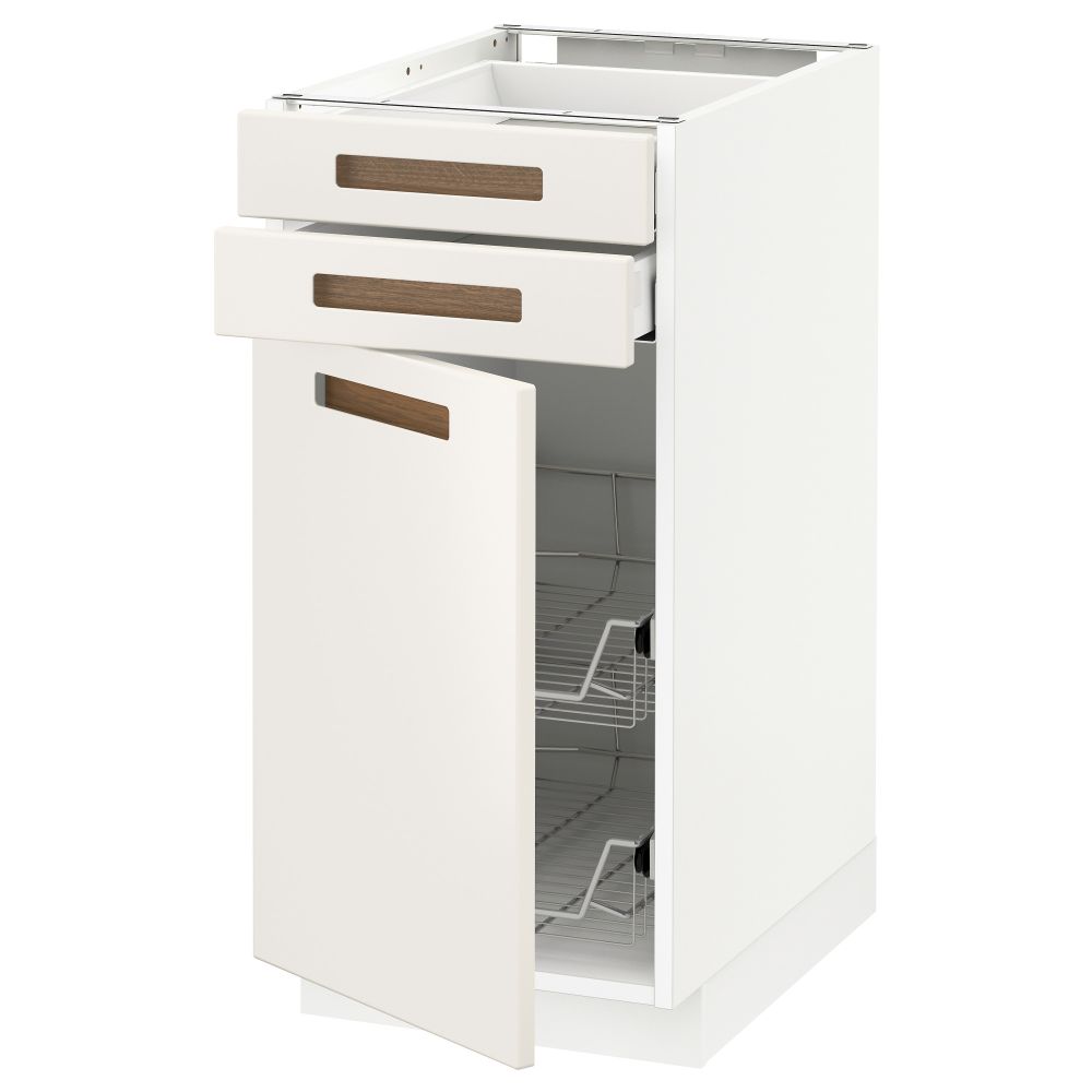 Напольный шкаф, дверца, 2 ящика, проволочных корзин МЕТОД / МАКСИМЕРА, белый, Мэрста белый - схема-чертеж с размерами