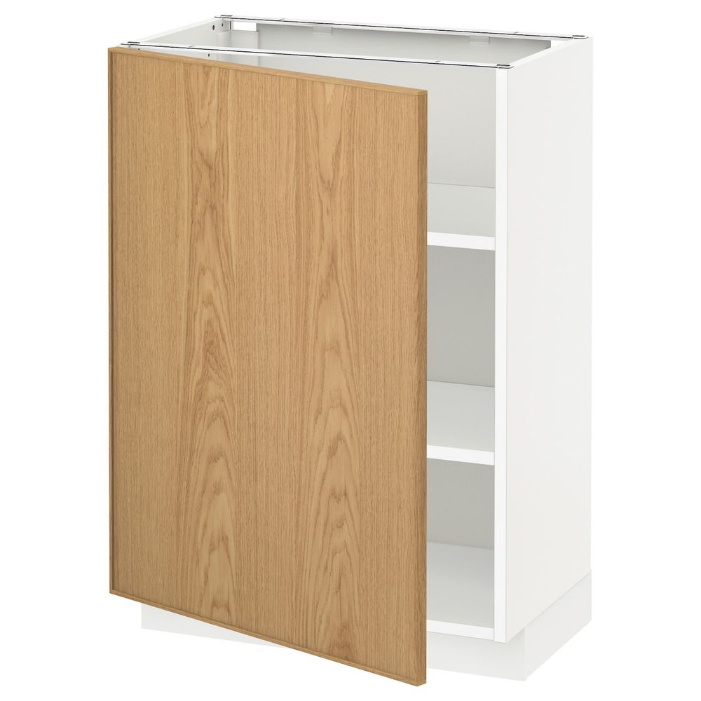 Напольный шкаф с полками, белый/Экестад дуб 60x37 см IKEA METOD МЕТОД 992.255.81 - схема-чертеж с размерами