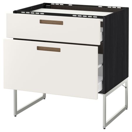 Напольный шкаф, 2 фронтальных панели, 3 ящика МЕТОД / МАКСИМЕРА, черный, Мэрста белый