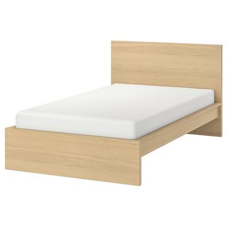 MALM Каркас кровати - дубовый шпон, беленый/Luröy 120x200 см