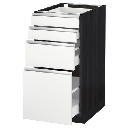 Напольный шкаф 4 фронтальных панели, 4 ящика МЕТОД / МАКСИМЕРА, черный, Нодста белый