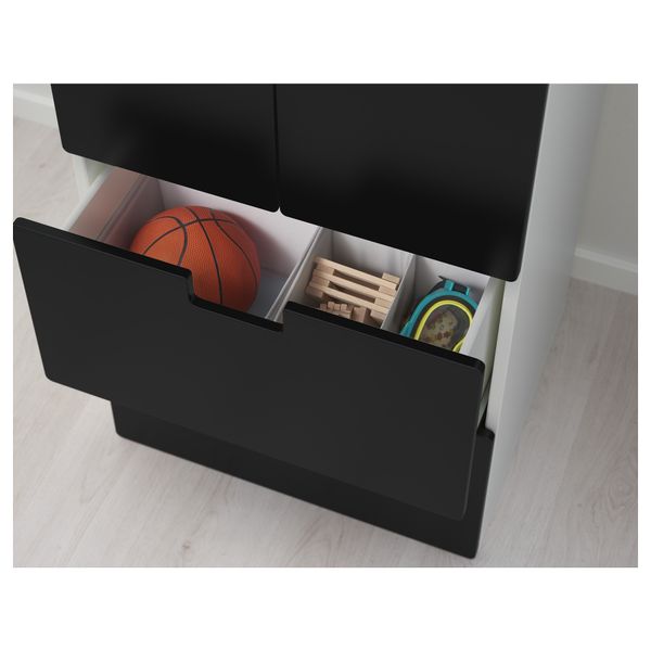 Комбинация для хранения с дверцами, ящиками СТУВА, белый, черный (60x50x128 см) - фото 3