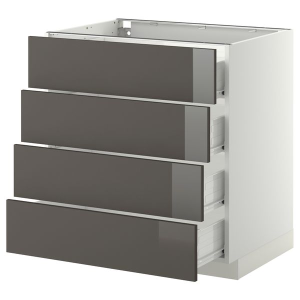 Напольный шкаф 4 фронтальных панели, 4 ящика МЕТОД / ФОРВАРА, белый, Рингульт серый - схема-чертеж с размерами