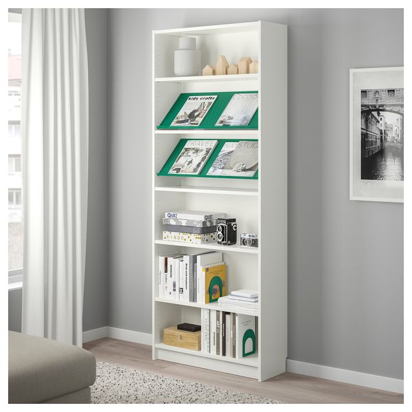 Стеллаж с наклонной полкой БИЛЛИ / БОТТНА, белый, зеленый (80x28x202 см) - фото 2