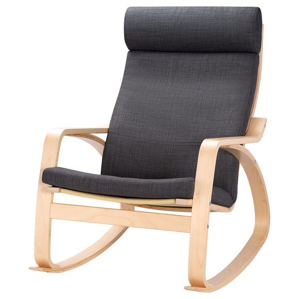 Кресло-качалка, березовый шпон/Шифтебу темно-серый IKEA POÄNG ПОЭНГ 593.028.21 - фото 1